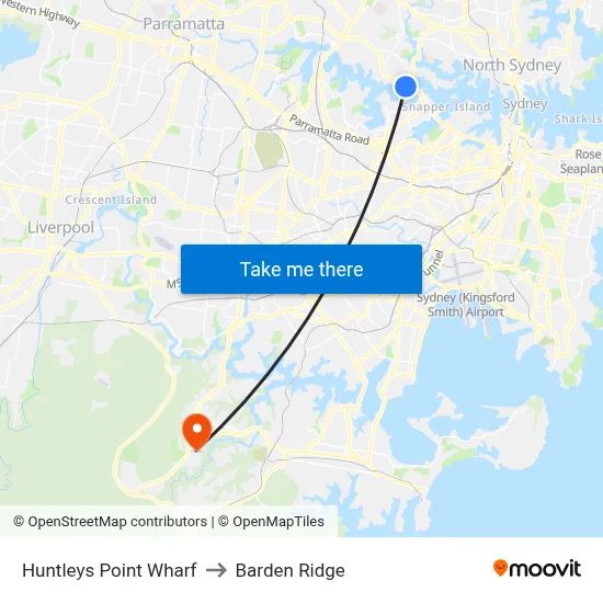 Huntleys Point Wharf to Barden Ridge map