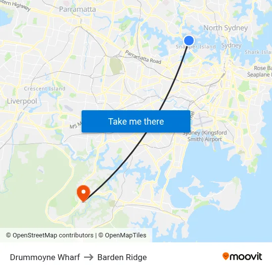 Drummoyne Wharf to Barden Ridge map