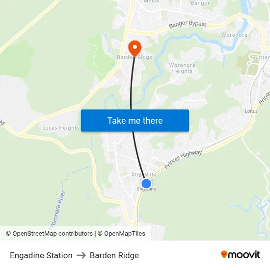 Engadine Station to Barden Ridge map