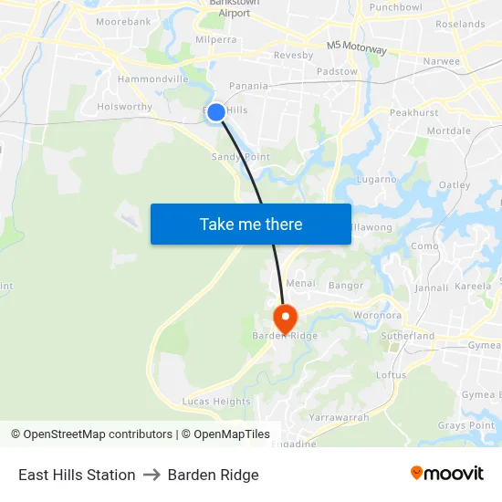 East Hills Station to Barden Ridge map