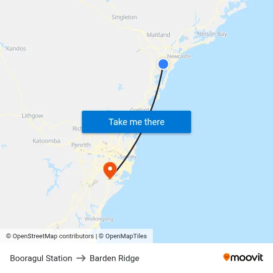 Booragul Station to Barden Ridge map
