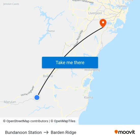 Bundanoon Station to Barden Ridge map