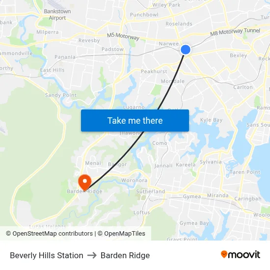 Beverly Hills Station to Barden Ridge map