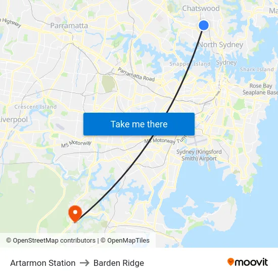 Artarmon Station to Barden Ridge map