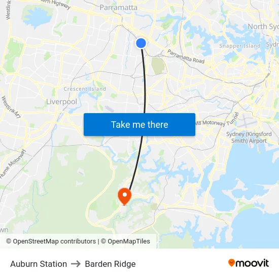 Auburn Station to Barden Ridge map