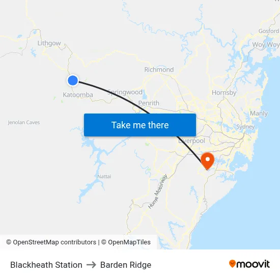 Blackheath Station to Barden Ridge map