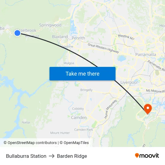 Bullaburra Station to Barden Ridge map