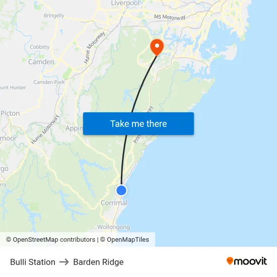 Bulli Station to Barden Ridge map