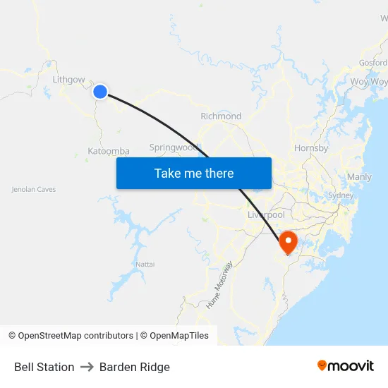 Bell Station to Barden Ridge map