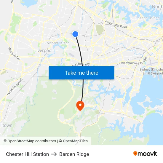 Chester Hill Station to Barden Ridge map
