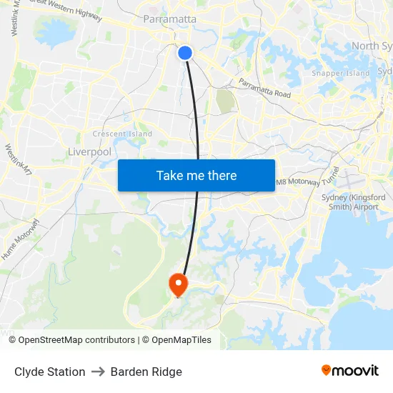 Clyde Station to Barden Ridge map