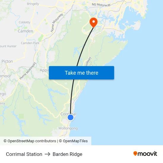 Corrimal Station to Barden Ridge map