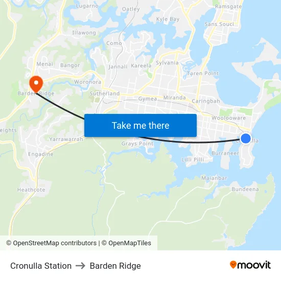 Cronulla Station to Barden Ridge map