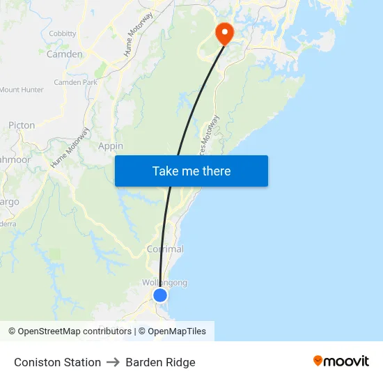 Coniston Station to Barden Ridge map