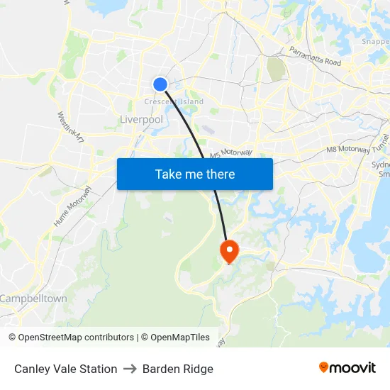 Canley Vale Station to Barden Ridge map