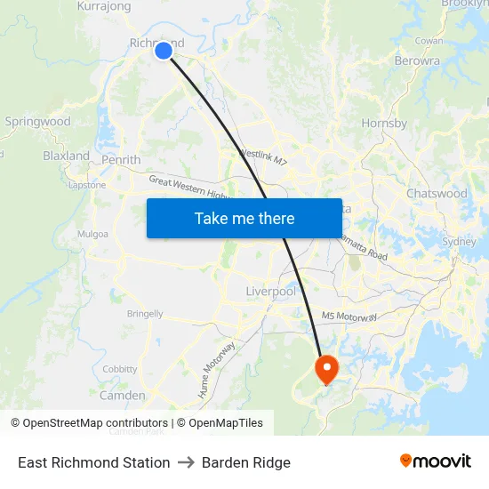 East Richmond Station to Barden Ridge map