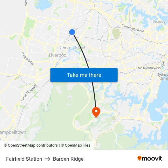 Fairfield Station to Barden Ridge map