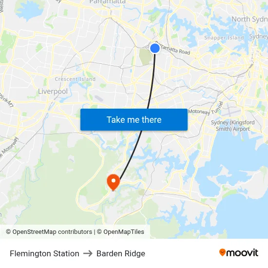 Flemington Station to Barden Ridge map