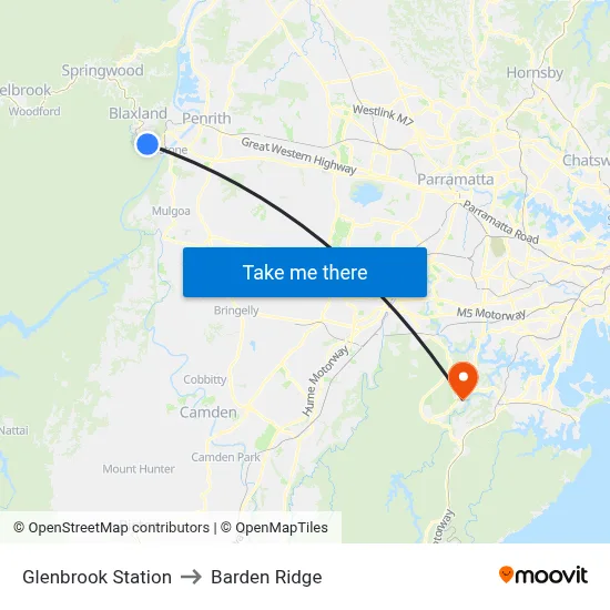 Glenbrook Station to Barden Ridge map