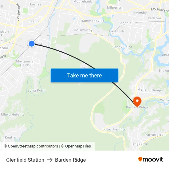 Glenfield Station to Barden Ridge map