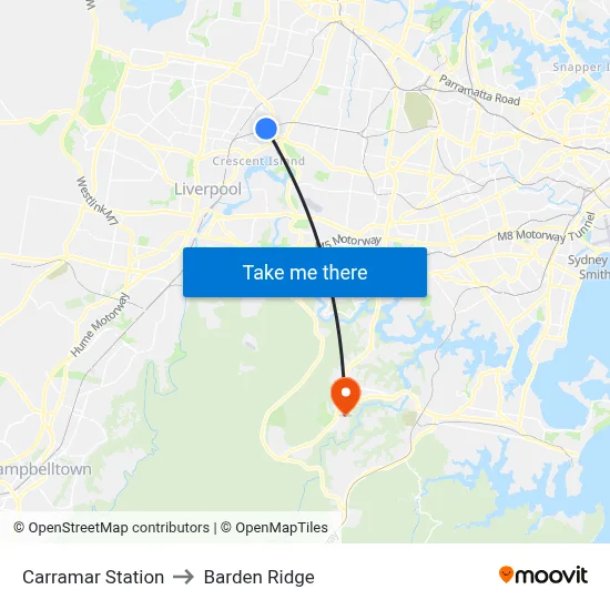 Carramar Station to Barden Ridge map