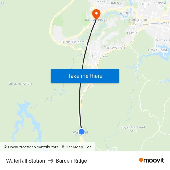 Waterfall Station to Barden Ridge map