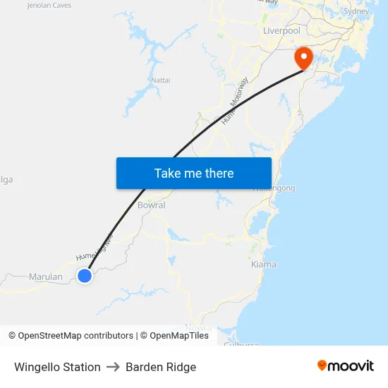 Wingello Station to Barden Ridge map