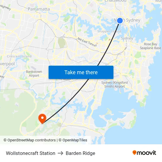 Wollstonecraft Station to Barden Ridge map