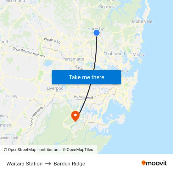 Waitara Station to Barden Ridge map