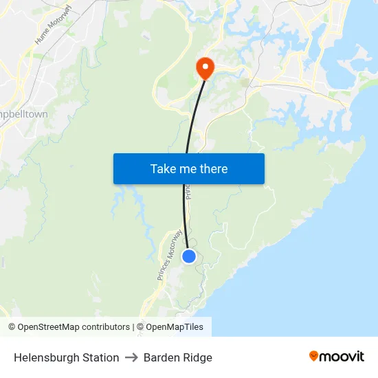 Helensburgh Station to Barden Ridge map