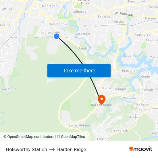 Holsworthy Station to Barden Ridge map