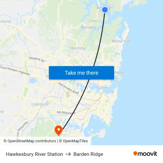 Hawkesbury River Station to Barden Ridge map