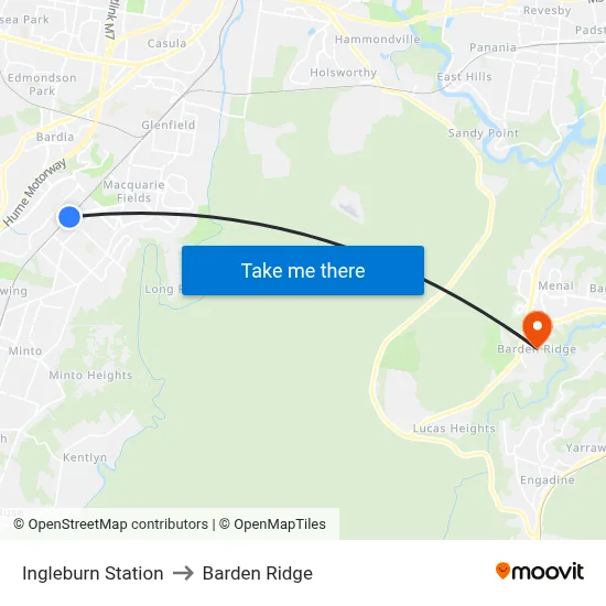 Ingleburn Station to Barden Ridge map