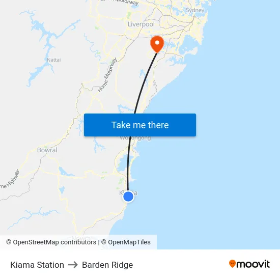 Kiama Station to Barden Ridge map