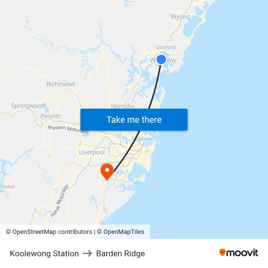 Koolewong Station to Barden Ridge map