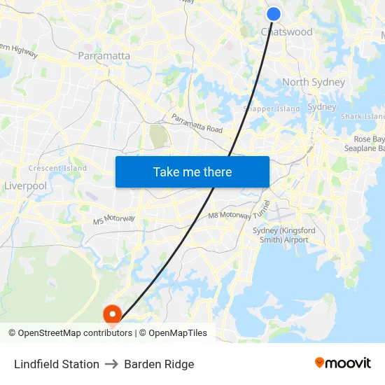 Lindfield Station to Barden Ridge map