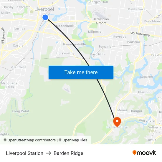 Liverpool Station to Barden Ridge map
