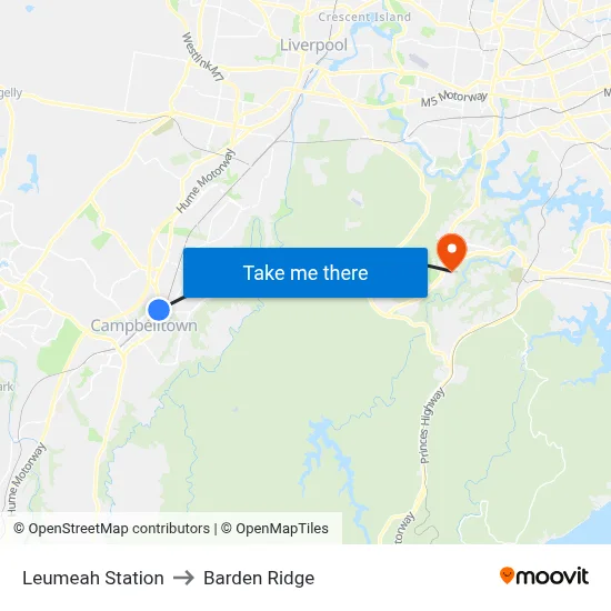 Leumeah Station to Barden Ridge map