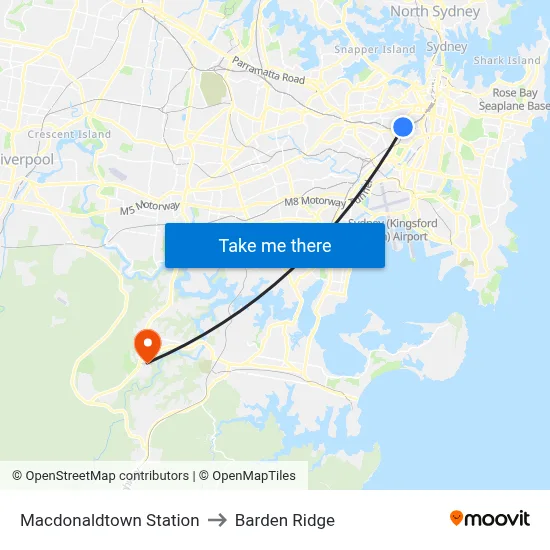 Macdonaldtown Station to Barden Ridge map