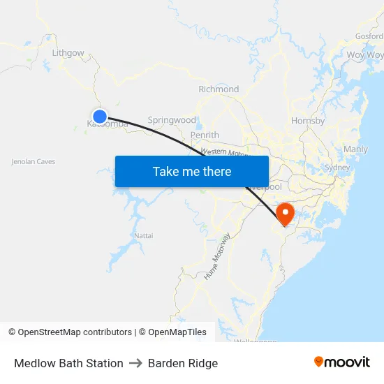 Medlow Bath Station to Barden Ridge map
