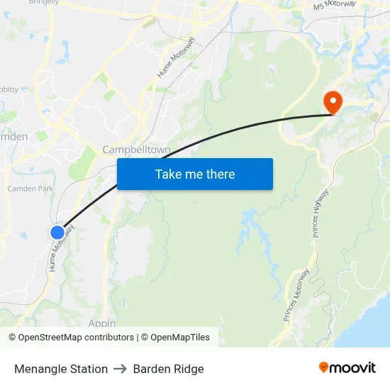 Menangle Station to Barden Ridge map