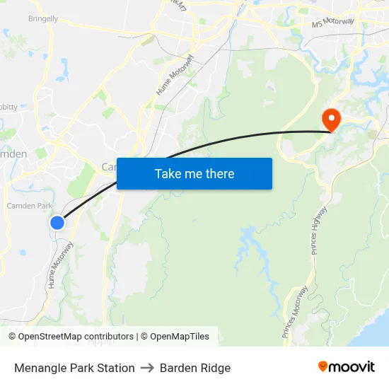 Menangle Park Station to Barden Ridge map