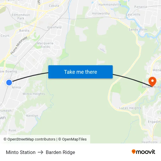 Minto Station to Barden Ridge map