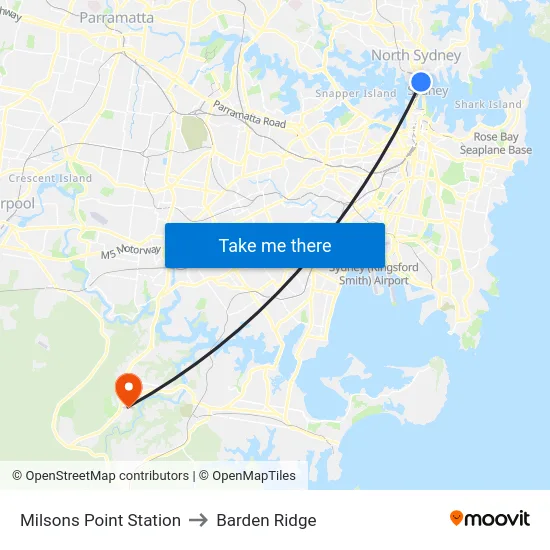 Milsons Point Station to Barden Ridge map