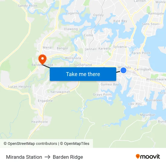 Miranda Station to Barden Ridge map
