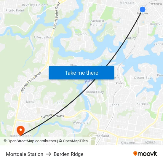 Mortdale Station to Barden Ridge map