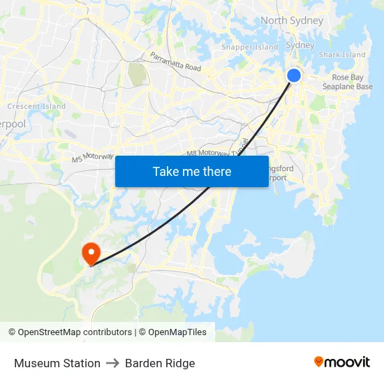Museum Station to Barden Ridge map