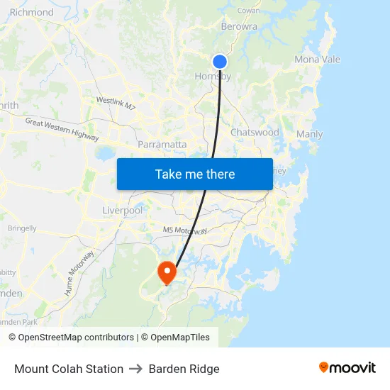 Mount Colah Station to Barden Ridge map