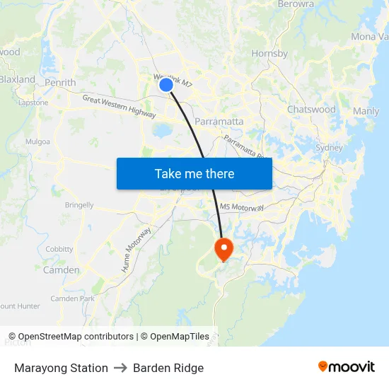 Marayong Station to Barden Ridge map