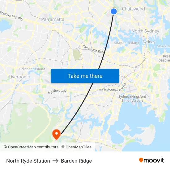 North Ryde Station to Barden Ridge map